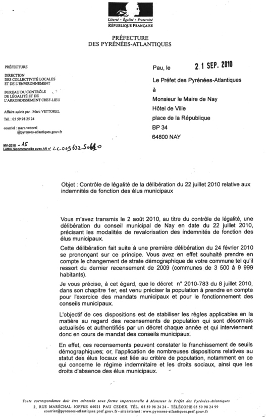 modele de lettre a un prefet